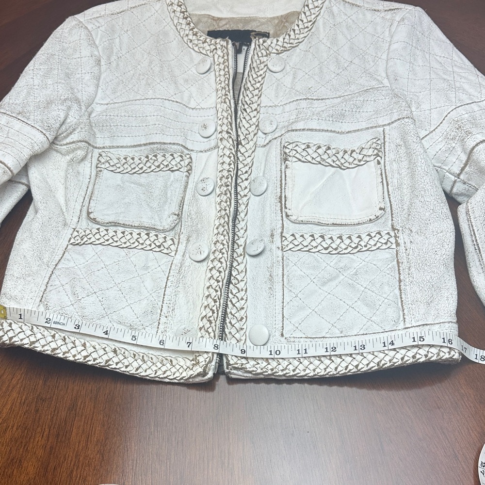 Just Cavalli Genuine Leather Quilted Jacket with Braided Trim – Luxury Designer - Picture 12 of 16